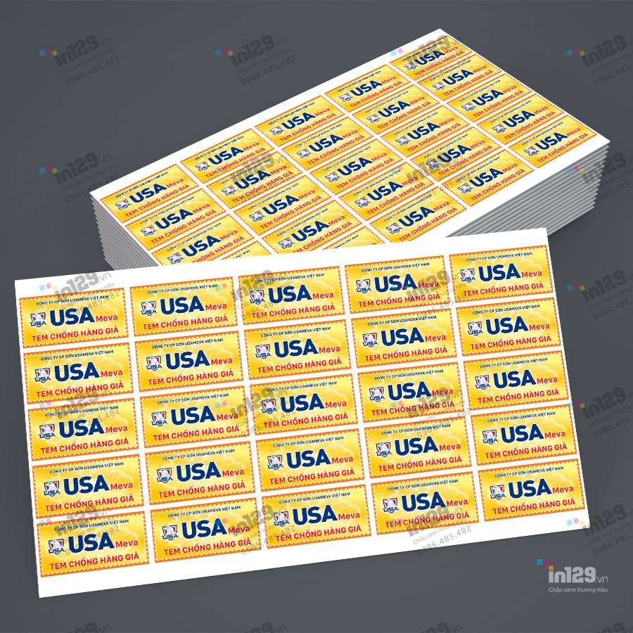 Mẫu tem bảo hành đẹp, bền và bảo mật của hãng sơn USAMeva
