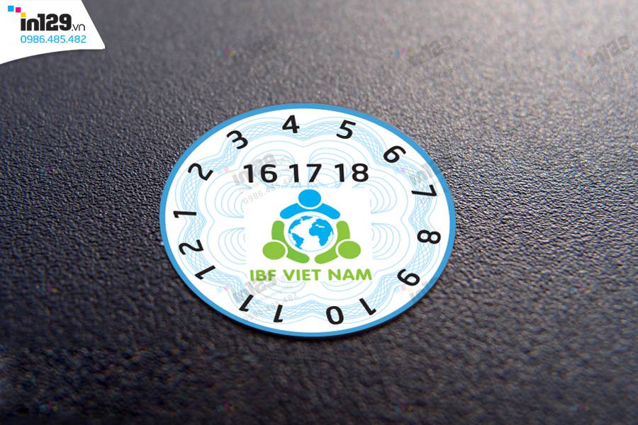 Mẫu tem bảo hành chất lượng do In129.vn thiết kế và in ấn cho IBF Việt Nam