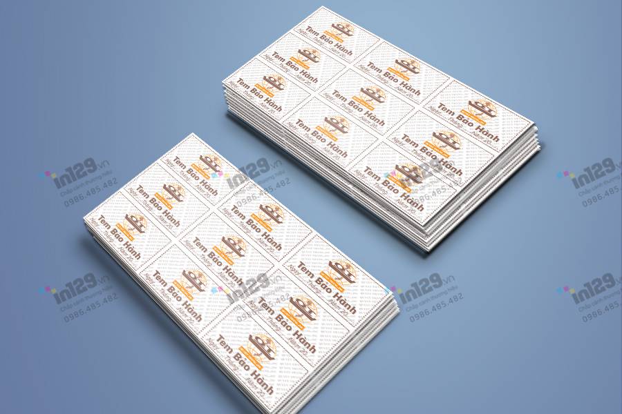 Một mẫu tem bảo hành đẹp, bền và chất lượng của Thắng Lợi JSC do In129.vn thiết kế và in ấn