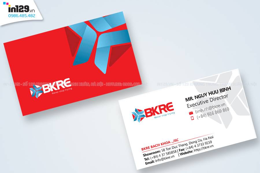 Mẫu card visit sang trọng và đẳng cấp của BKRE do In129.vn thực hiện