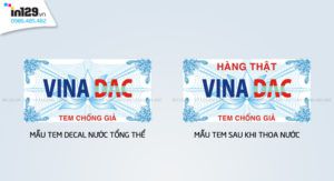 Một mẫu tem chống hàng giả do In129.vn thực hiện