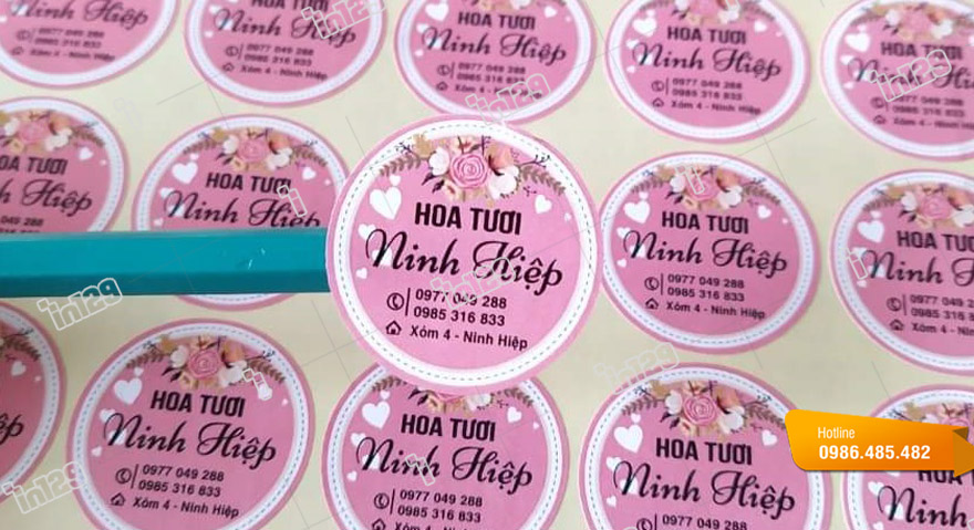 in nhãn dán sản phẩm hoa tươi của shop Ninh Hiệp