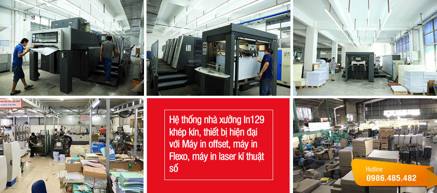 Những thiết bị hiện đại với máy in offset, máy in Flexo, máy in laser kỹ thuật số tại xưởng In129