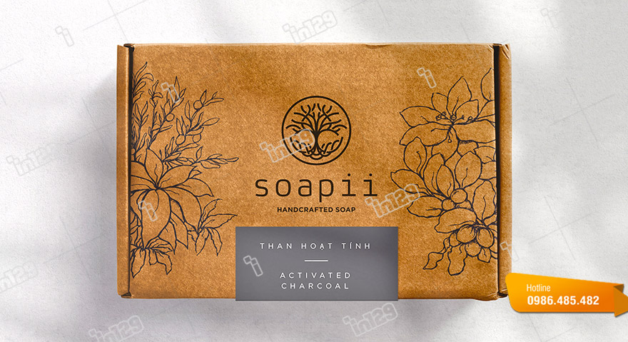 Sản xuất hộp giấy kraft đựng xà bong thương hiệu Soapii