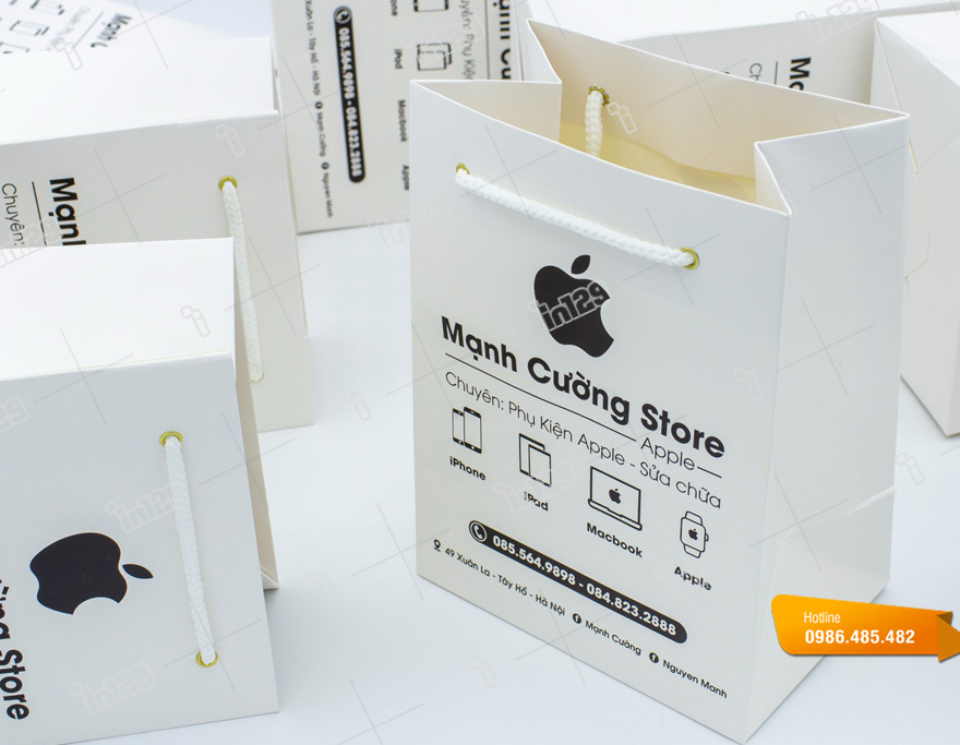 Thiết kế và in ấn túi giấy đựng phụ kiện điện thoại Mạnh Cường Store