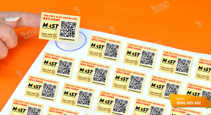 Tem truy xuất nguồn gốc kết hợp tem bảo hành của MAST