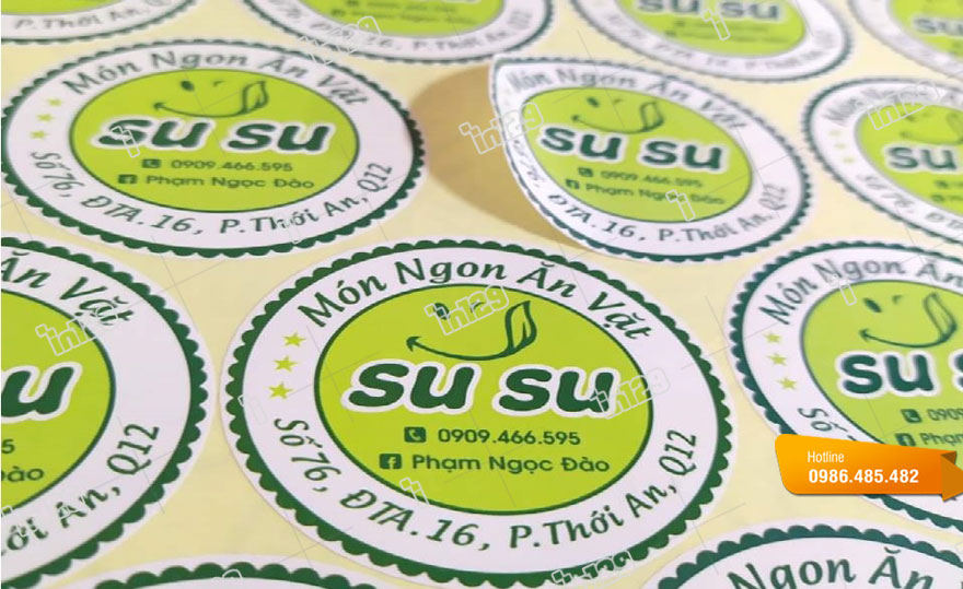 In ấn sticker theo yêu cầu cho nhà hàng Su Su