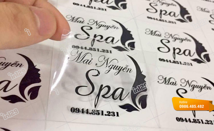 In sticker trong suốt để dán lên sản phẩm của Mai Nguyen Spa