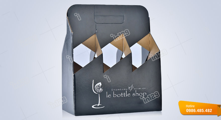 Mẫu hộp bằng giấy đựng rượu của le bottle shop được In129 thiết kế và in ấn