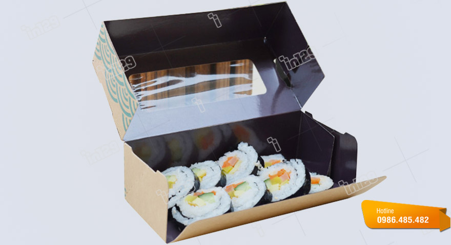 Hộp giấy đựng sushi ấn tượng do In129 thiết kế và in ấn