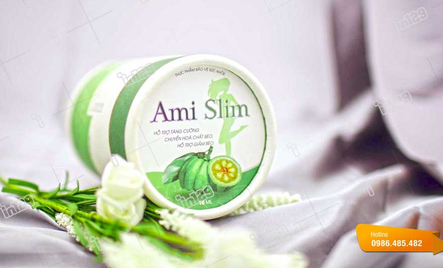 Mẫu hộp giấy tròn đựng thực phẩm chức năng Ami Slim