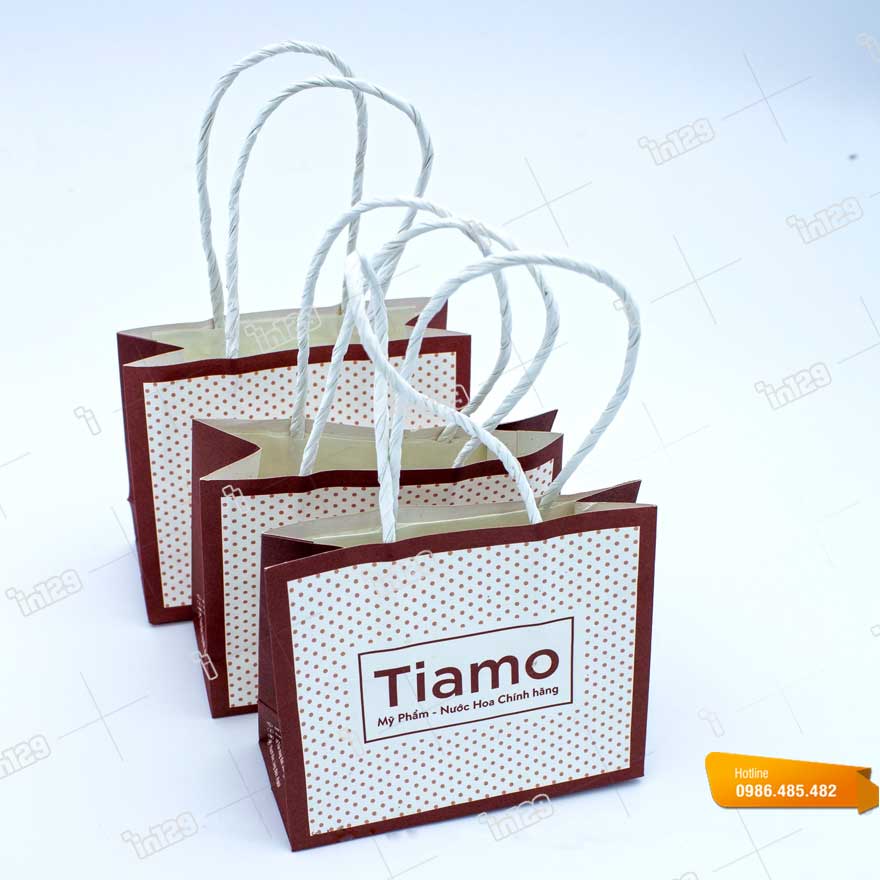 Mẫu túi giấy shop mỹ phẩm, nước hoa Tiamo