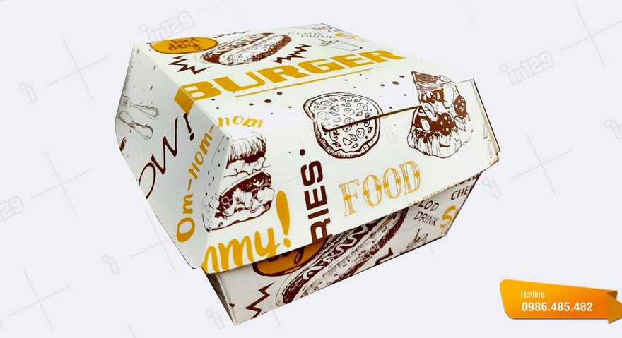 Mẫu hộp bằng giấy kraft đựng bánh hamburger
