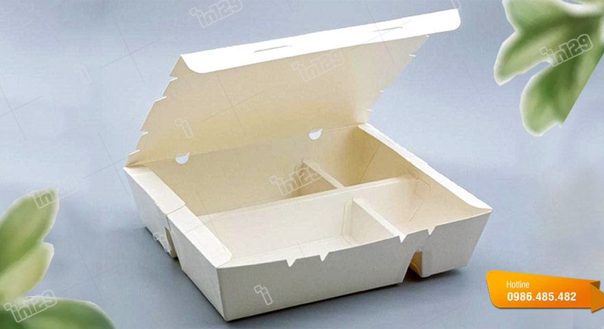 Mẫu hộp đựng cơm 4 ngăn bằng giấy ivory chuyên nghiệp