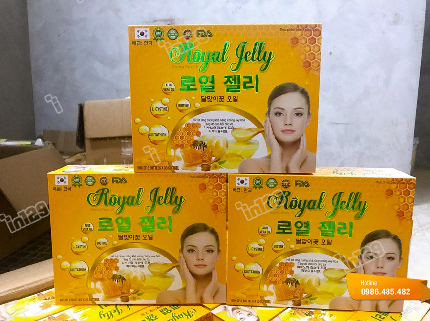 Mẫu hộp đựng viên uống sữa ong chúa Royal Jelly
