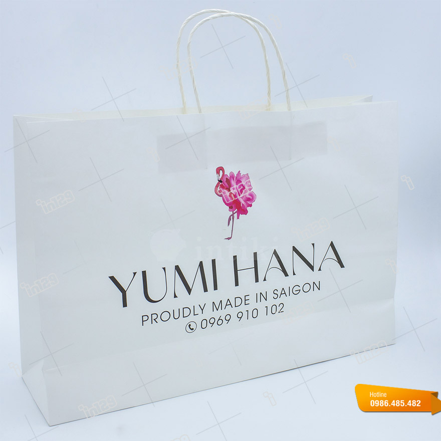 Mẫu túi xách giấy đẹp đựng quần áo cửa hàng Yumi Hana