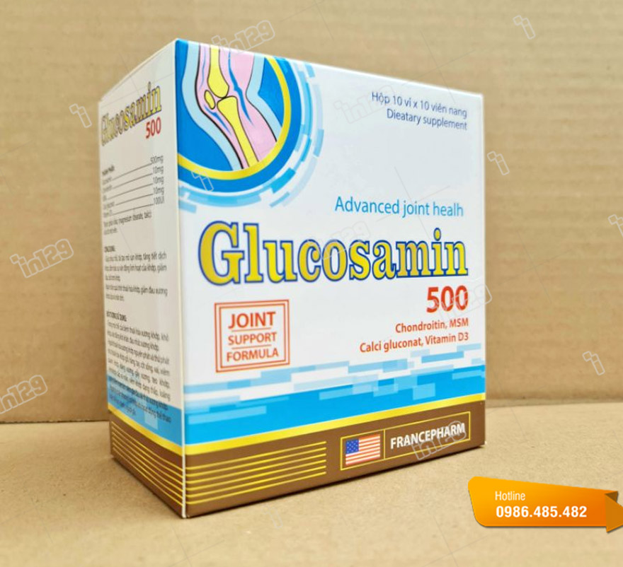 Mẫu hộp đựng viên uống Glucosamin 500
