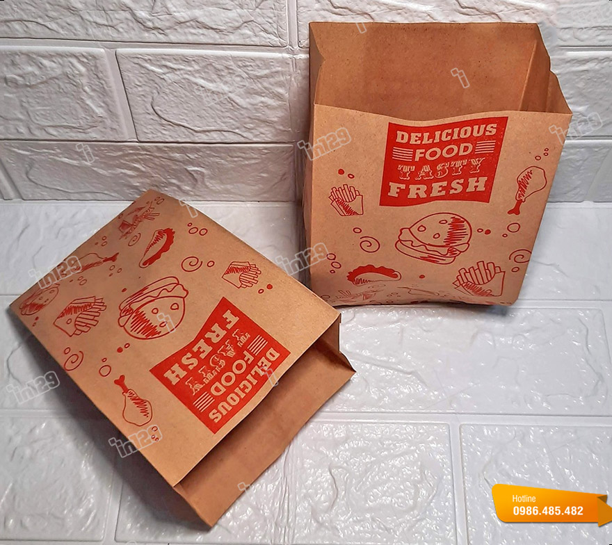 Mẫu túi bằng giấy kraft đựng bánh mì hamburger