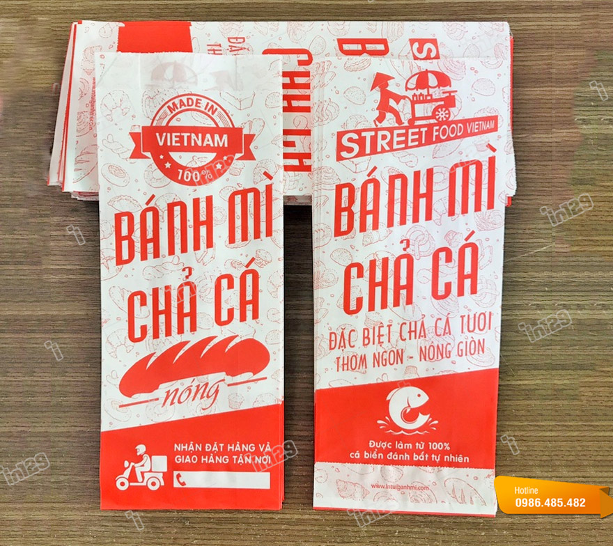 Mẫu bao bì túi giấy đựng bánh mì Chả cá nổi tiếng tại Việt Nam