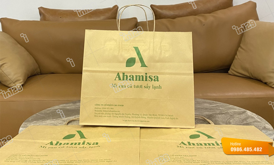 Mẫu túi giấy đựng thức ăn cho cửa hàng Ahamisa