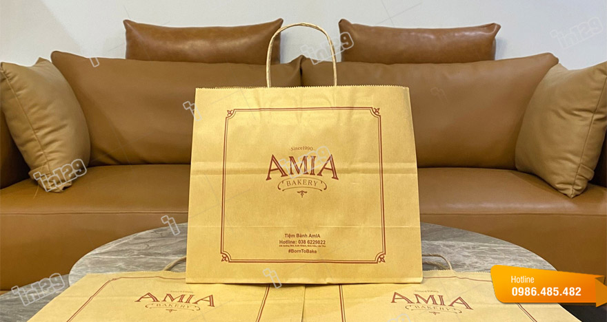 Mẫu túi đựng thức ăn bằng giấy kraft cửa hàng AMIA
