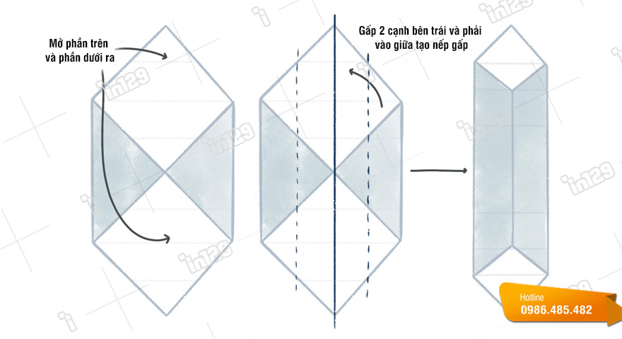 Bước 5: Biến hình vuông giấy thành hình chữ nhật