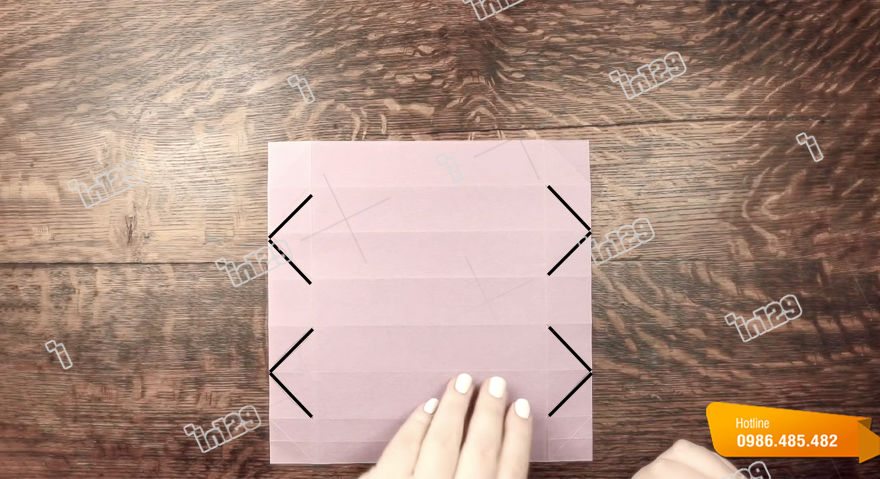 Cách gấp hộp giấy đựng bút có nắp bước 5