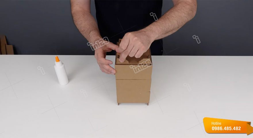 Cách làm hộp giấy có ngăn kéo bằng giấy carton bước 6