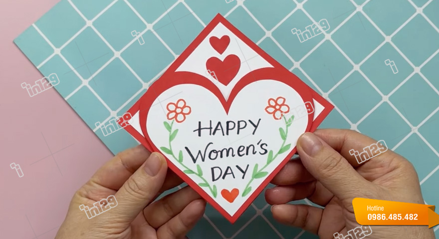 Hoàn thành mẫu thiệp chúc mừng ngày Quốc tế phụ nữ 8/3 hình trái tim.