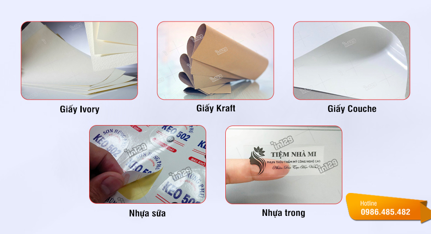 Một số chất liệu in tem nhãn dán kim chi phổ biến