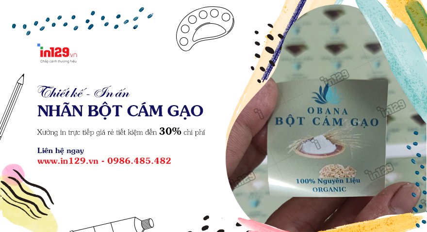 Xưởng in tem nhãn dán bột cám gạo giá rẻ tại Hà Nội