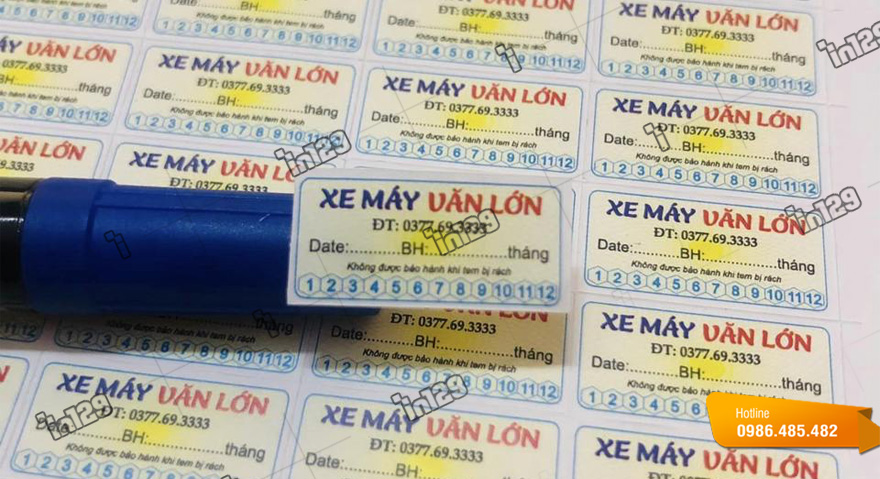 Chất liệu in tem bảo hành xe máy thông dụng