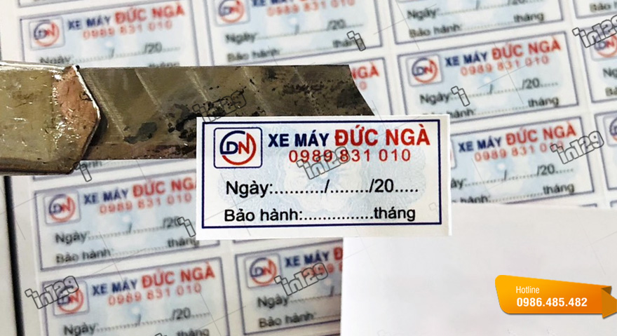 Mẫu tem bảo hành xe máy