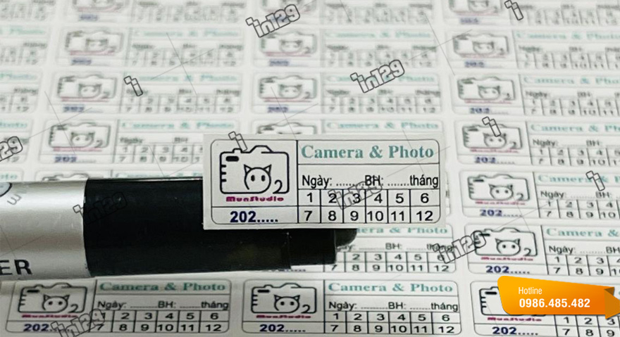 Mẫu in tem bảo hành camera đẹp