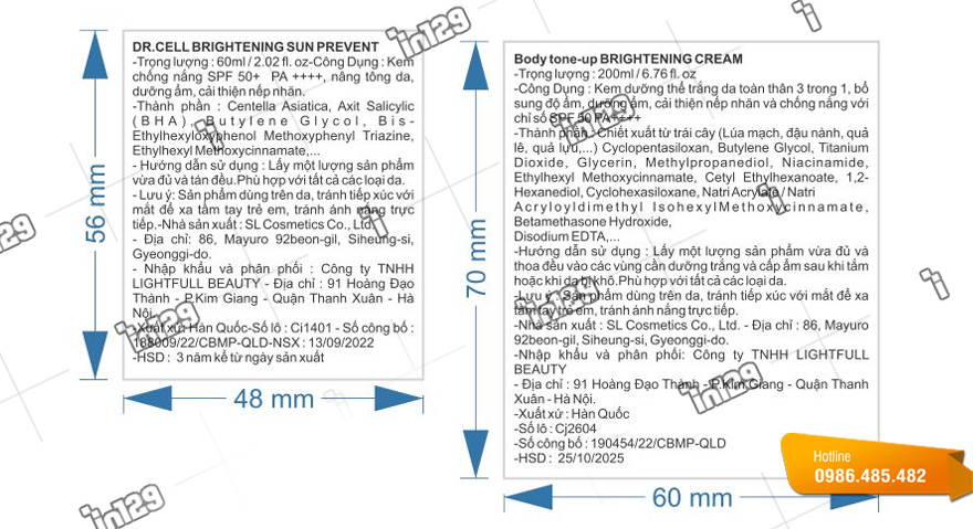 Kích thước thông dụng