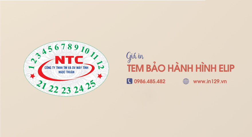 Giá in tem bảo hành hình elip