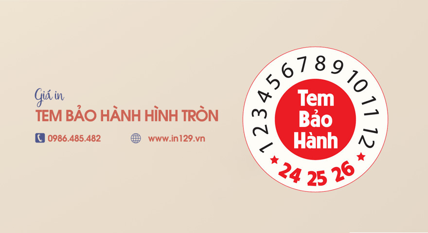 Giá in tem bảo hành hình tròn