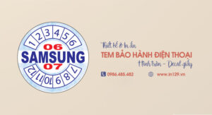 In tem bảo hành điện thoại hình tròn bằng decal giấy