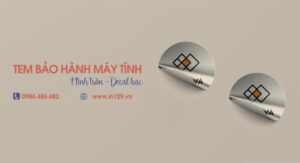 Tem bảo hành laptop hình tròn bằng decal bạc