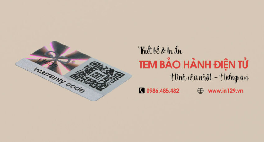 In tem bảo hành điện tử hình chữ nhật bằng decal hologram