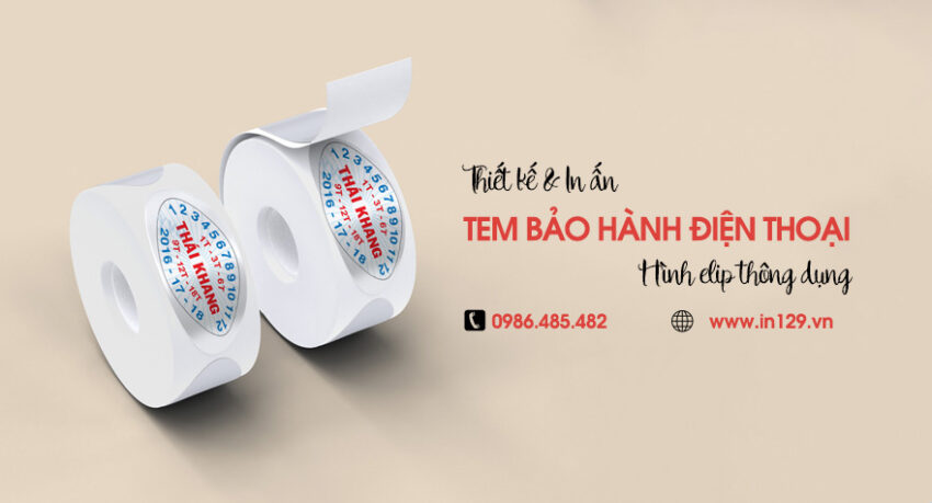 In tem bảo hành điện thoại hình elip
