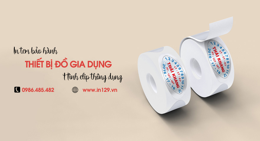 In tem bảo hành đồ gia dụng hình elip