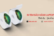 In tem bảo hành máy tính hình elip bằng decal bạc