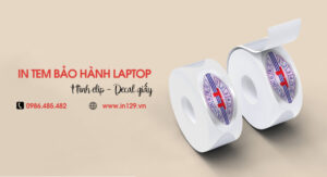 In tem bảo hành máy tính hình elip decal giấy