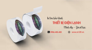 In tem bảo hành đồ điện lạnh bằng hình elip decal bạc