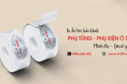 In tem bảo hành phụ tùng, phụ kiện ô tô hình elip bằng decal giấy