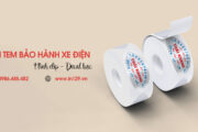 In tem bảo hành xe đạp điện hình elip bằng decal bạc