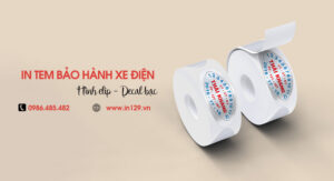 In tem bảo hành xe đạp điện hình elip bằng decal bạc