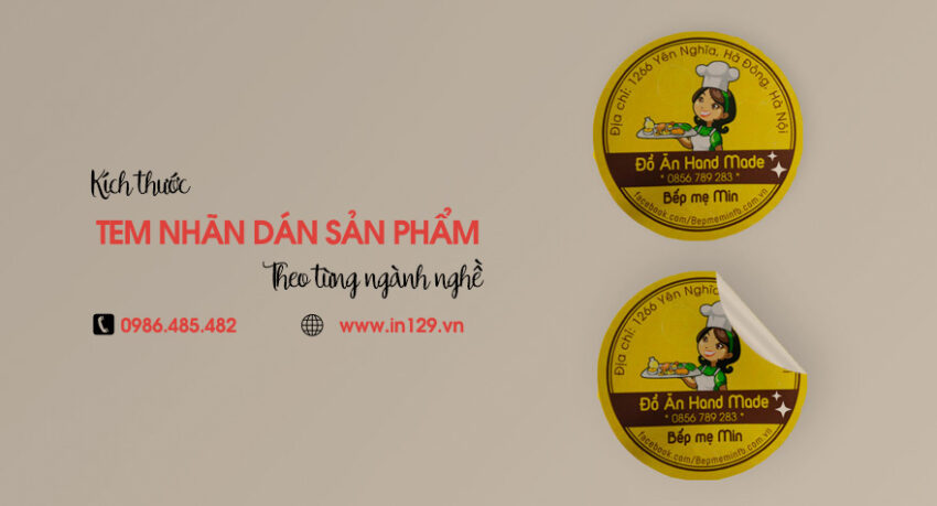 Kích thước nhãn dãn sản phẩm theo ngành nghề