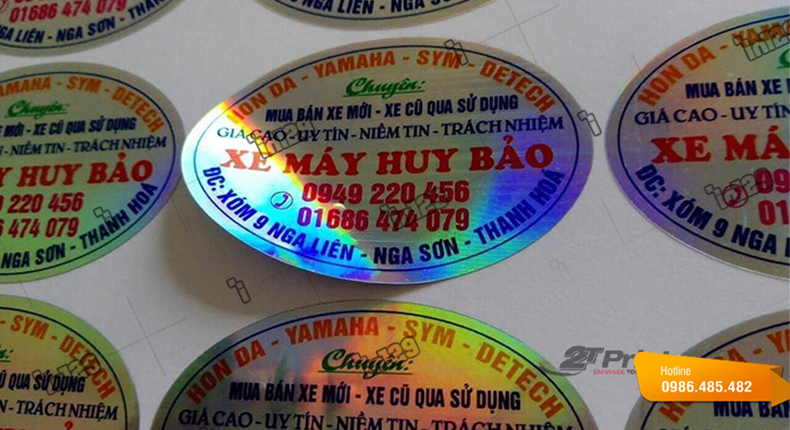Mẫu tem bảo hành xe điện decal hologram elip